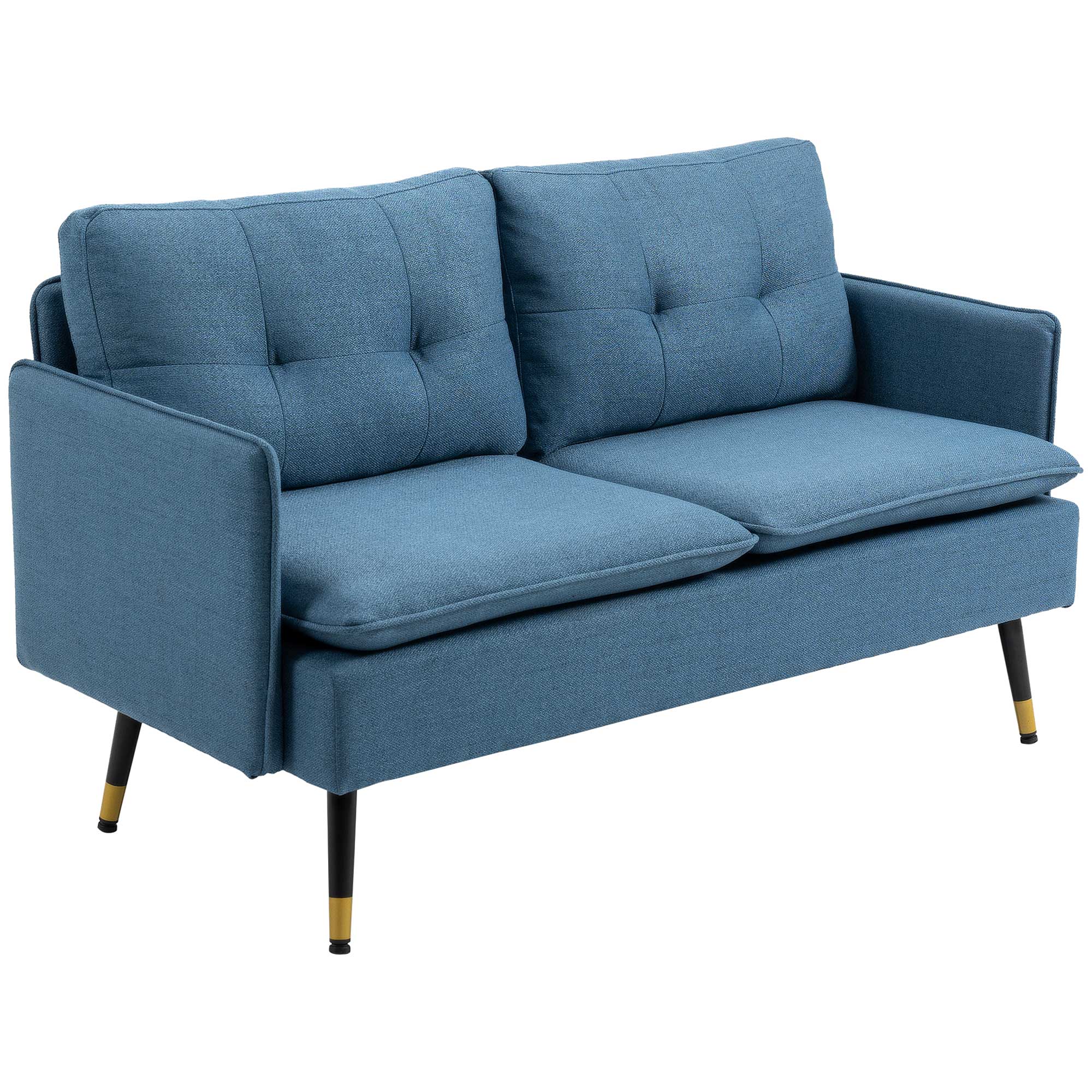 -personers Sofa   Retrodesign  Med Knapsyninger  Sofa  Linnedlook  Mørkeblå