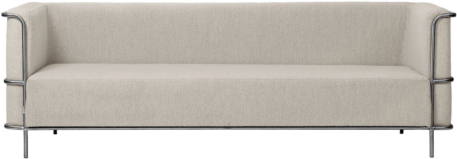 -personers Sofa Kristina Dam Modernist Bouclé   Rustfrit Stål Beige H70   B77   L220 Cm