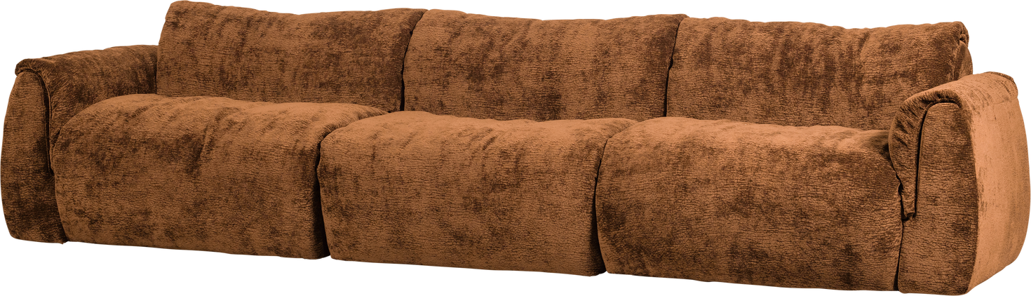 -personers Sofa Woood Baggy Modulsofa Drew Teksturstof 3d Chenille Mellembrun B319 Cm