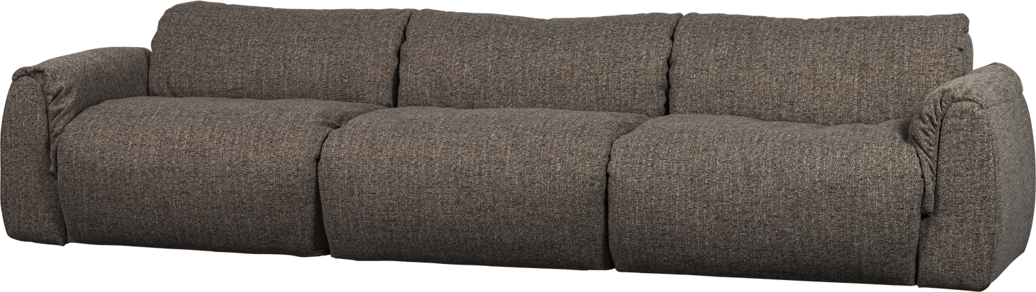 -personers Sofa Woood Baggy Varm Grå Melange Groft Vævet Stof 319 Cm Bred