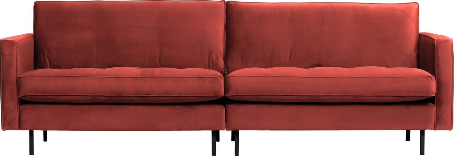 -personers Sofa Woood Rodeo Classic Kastanjebrun Velour 275 Cm Fast Siddekomfort Quiltede Hynder