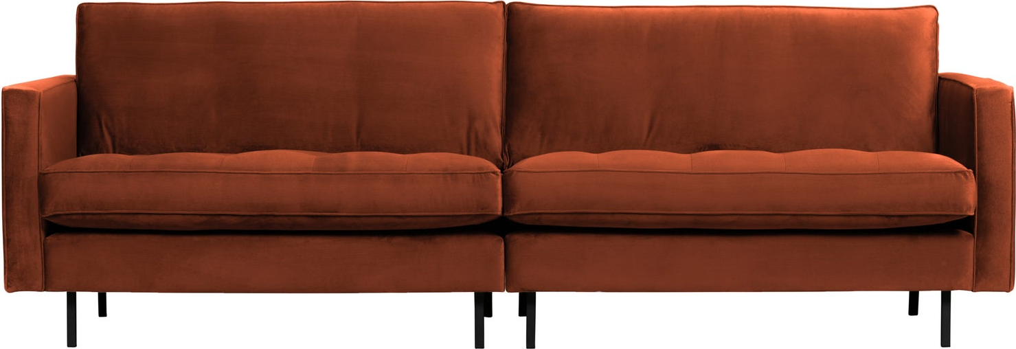 -personers Sofa Woood Rodeo Classic Velour Rust Fast Siddekomfort Quiltede Siddepuder Høje Metalben