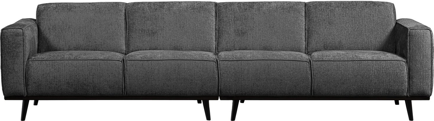 -personers Sofa Woood Statement Grå Struktureret Velour Veloursofa B280 Cm Med Skum Fjedring Slidstærkt 100 Polyester