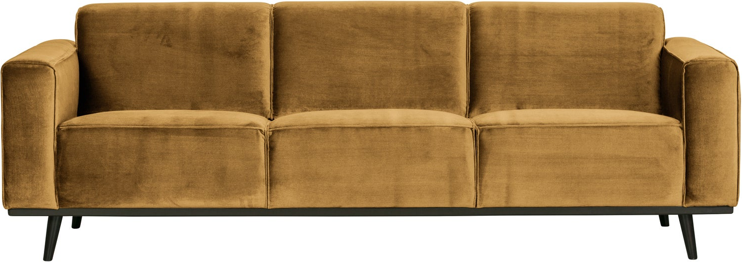 -personers Sofa Woood Statement Honninggul Strikket Velour 230 Cm Bonell-fjedre