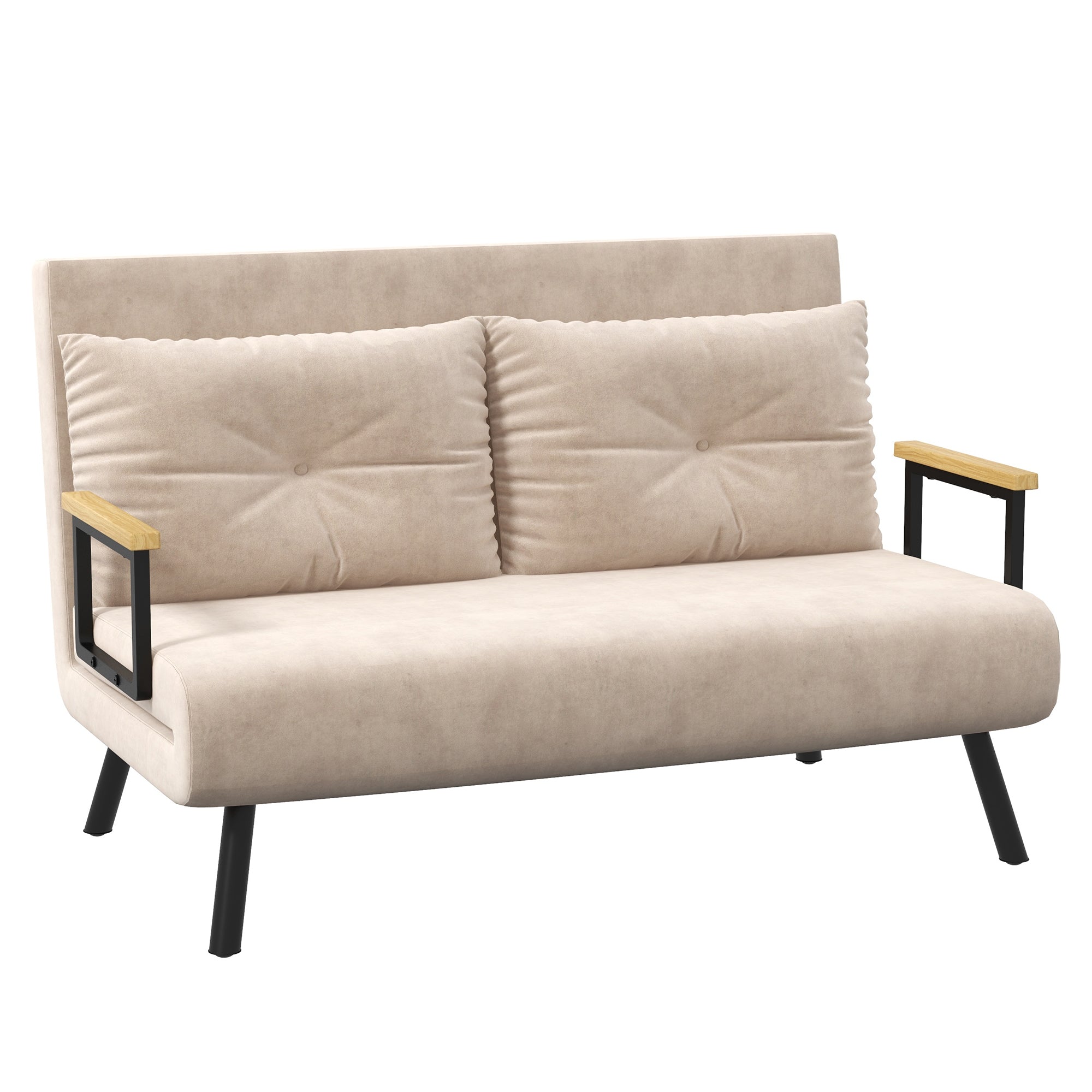 -personers Sovesofa  Fløjlsofa  Sovefunktion  Inklusive   Puder  Fløjlslook  Naturlig   Beige   Sort