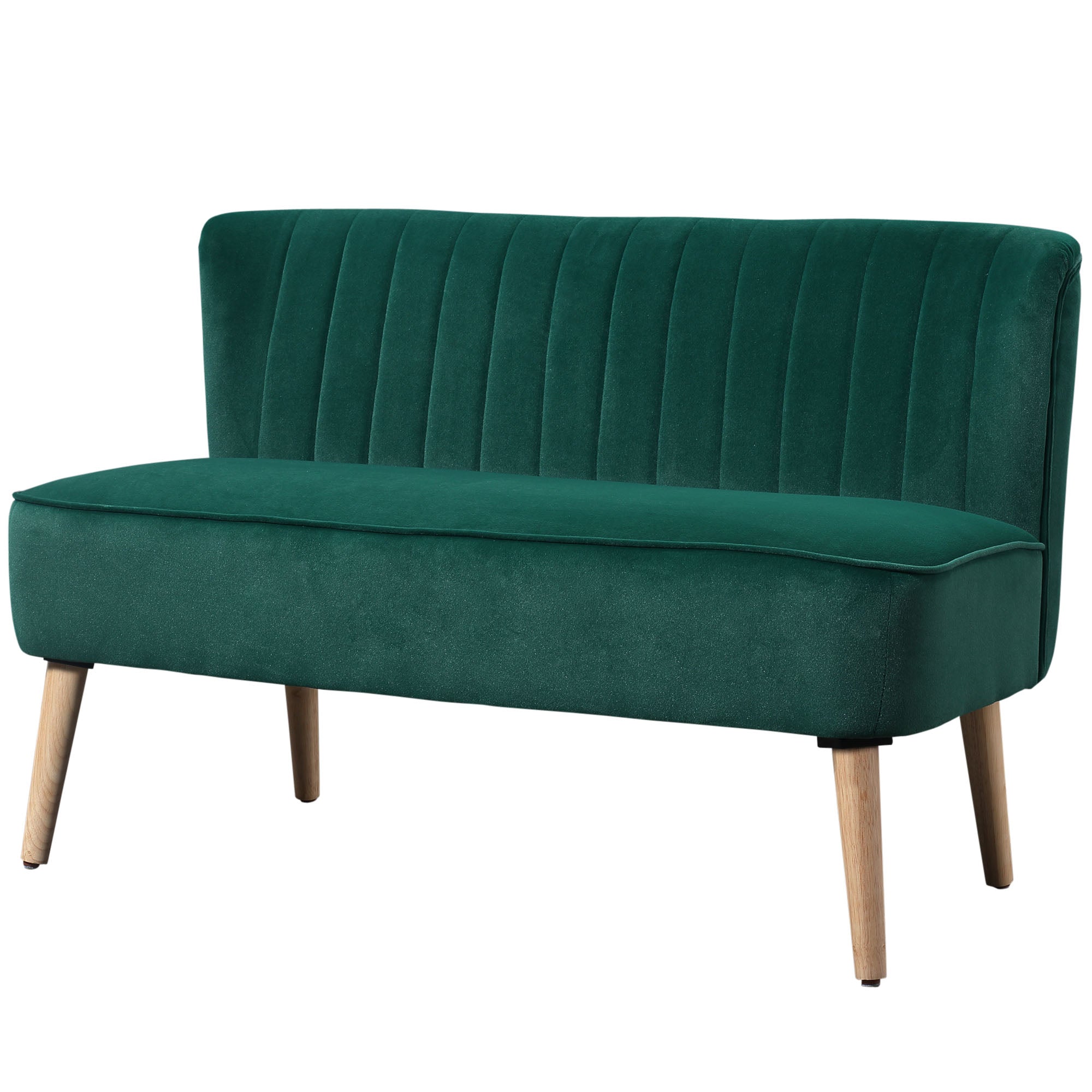 -personers Stofsofa Polstret Sofa Dobbeltsofa Siddemøbler Loungesofa Træ Fløjlsagtig Polyesterskum Mørkegrøn 117   56     77 Cm