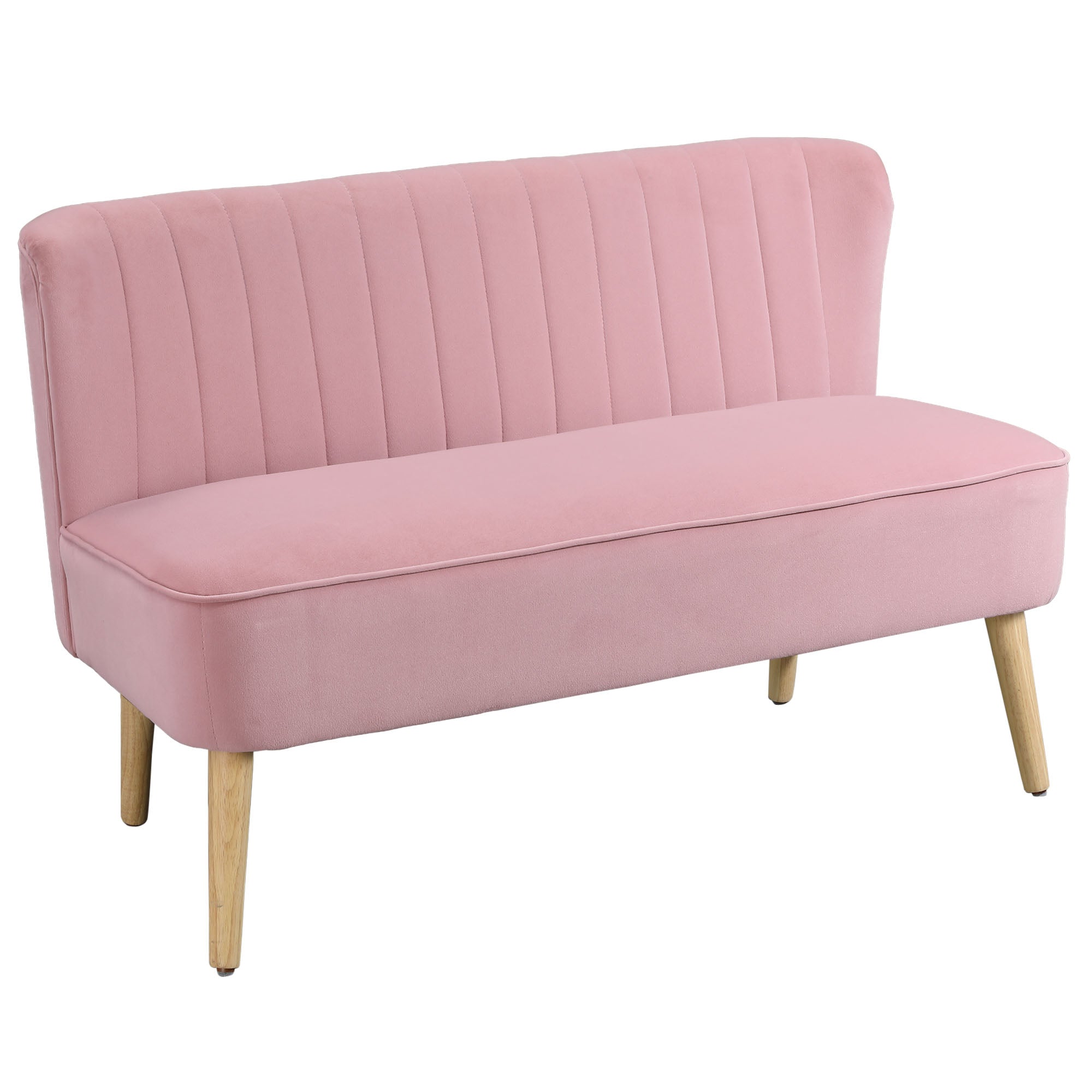 -personers Stofsofa Polstret Sofa Dobbeltsofa Siddemøbler Loungesofa Træ Fløjlsagtig Polyesterskum Pink 117   56     77 Cm