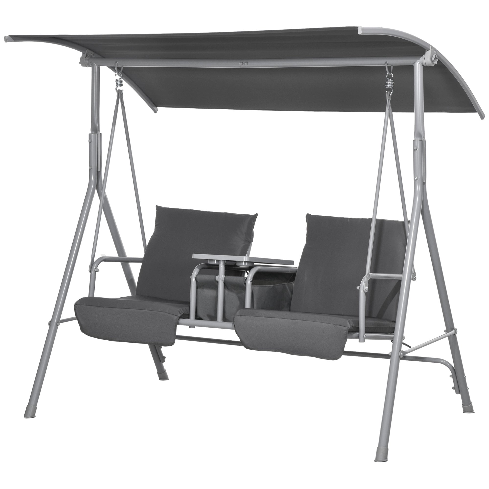 -personers Verandagynge Med Baldakin Og Bord  Metalstel  Op Til 180 Kg  175   110   165 Cm  Sort