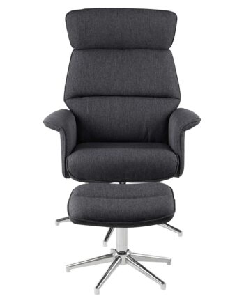 Act Nordic Alura Recliner Lænestol Og Fodskammel Mørkegrå Polyester Og Krom Stål