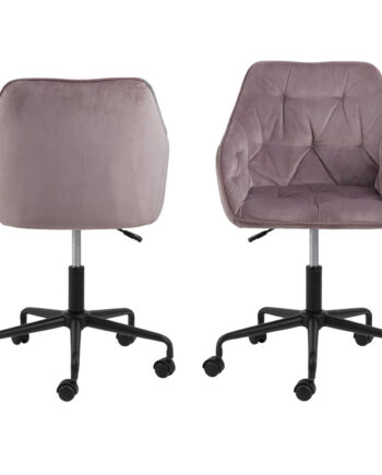 Act Nordic Brooke Skrivebordsstol     Armlæn Støvet Rosa Polyester Og Sort Metal