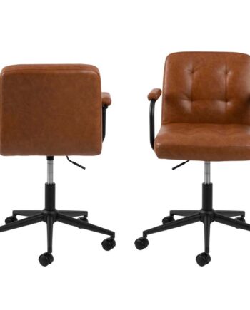 Act Nordic Cosmo Skrivebordsstol     Armlæn Cognac Pu Og Sort Metal