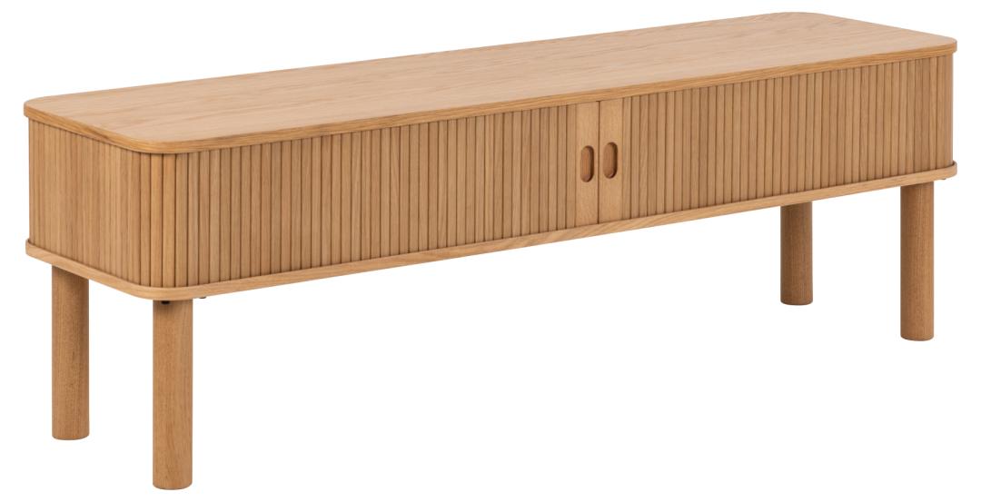 Act Nordic Langley Tv-bord     Lamelfront Og   Skydelåger Natur Egefinér Og Eg  140x40x45