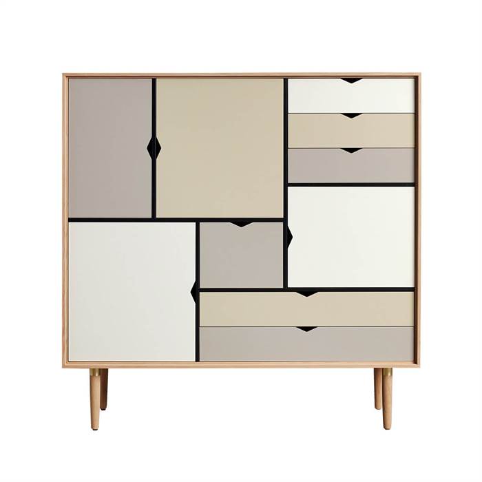 Andersen Furniture S3 Reol Farvede Fronter Eg Sæbe  : Erling Christensen Møbler
