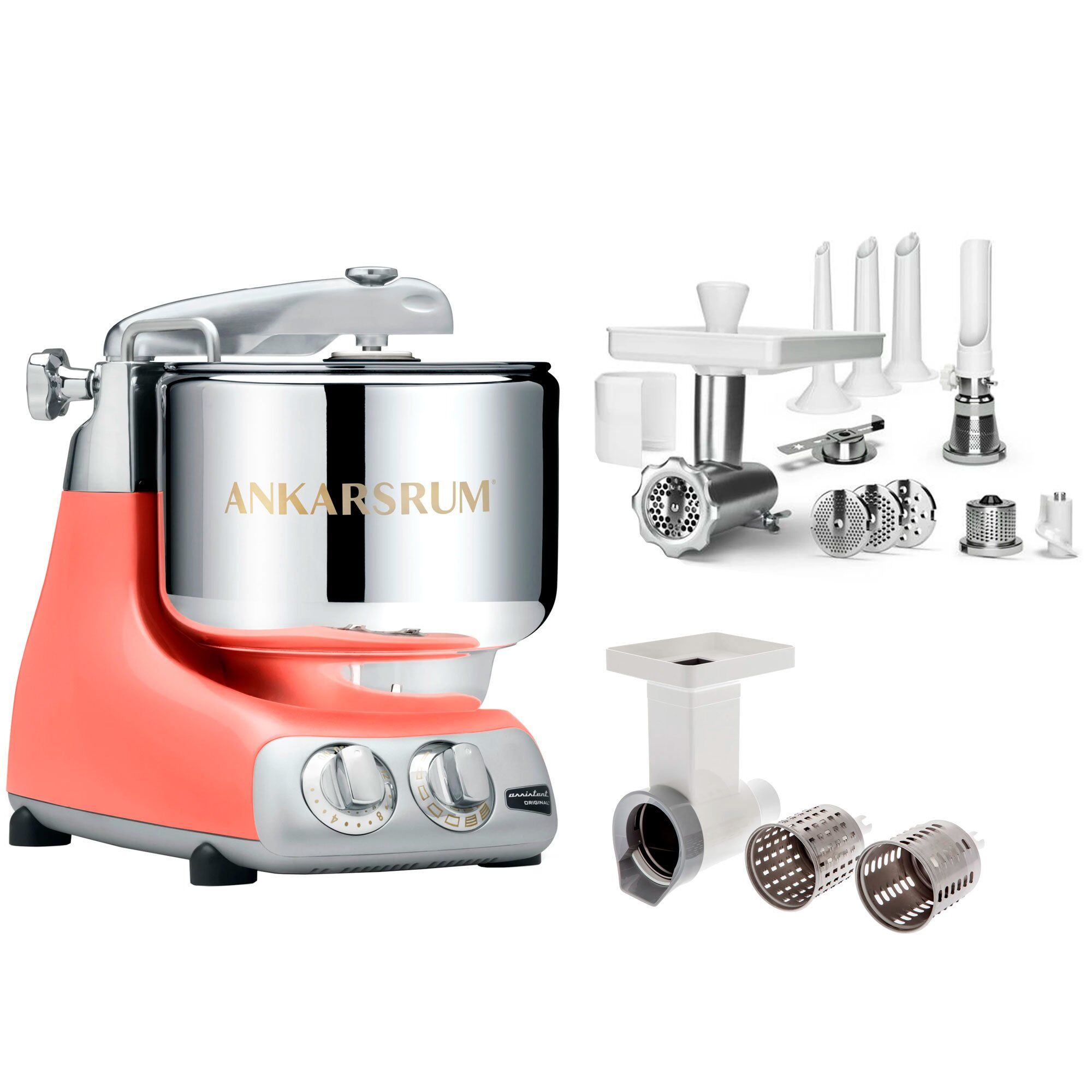 Ankarsrum Assistent Røremaskine  Large Tilbehørspakke  Coral Crush