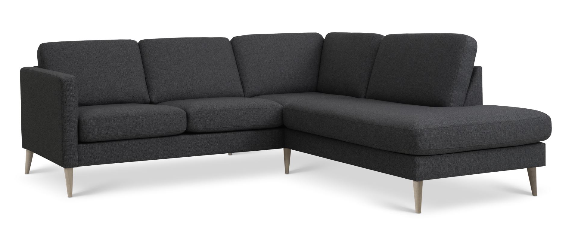 Ask Sæt 53 Lille Oe Sofa     Højre Chaiselong Antracitgrå Polyester Stof Og Natur Træ