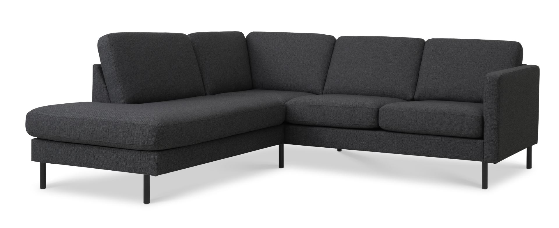 Ask Sæt 52 Lille Oe Sofa     Venstre Chaiselong Antracitgrå Polyester Stof Og Sort Metal