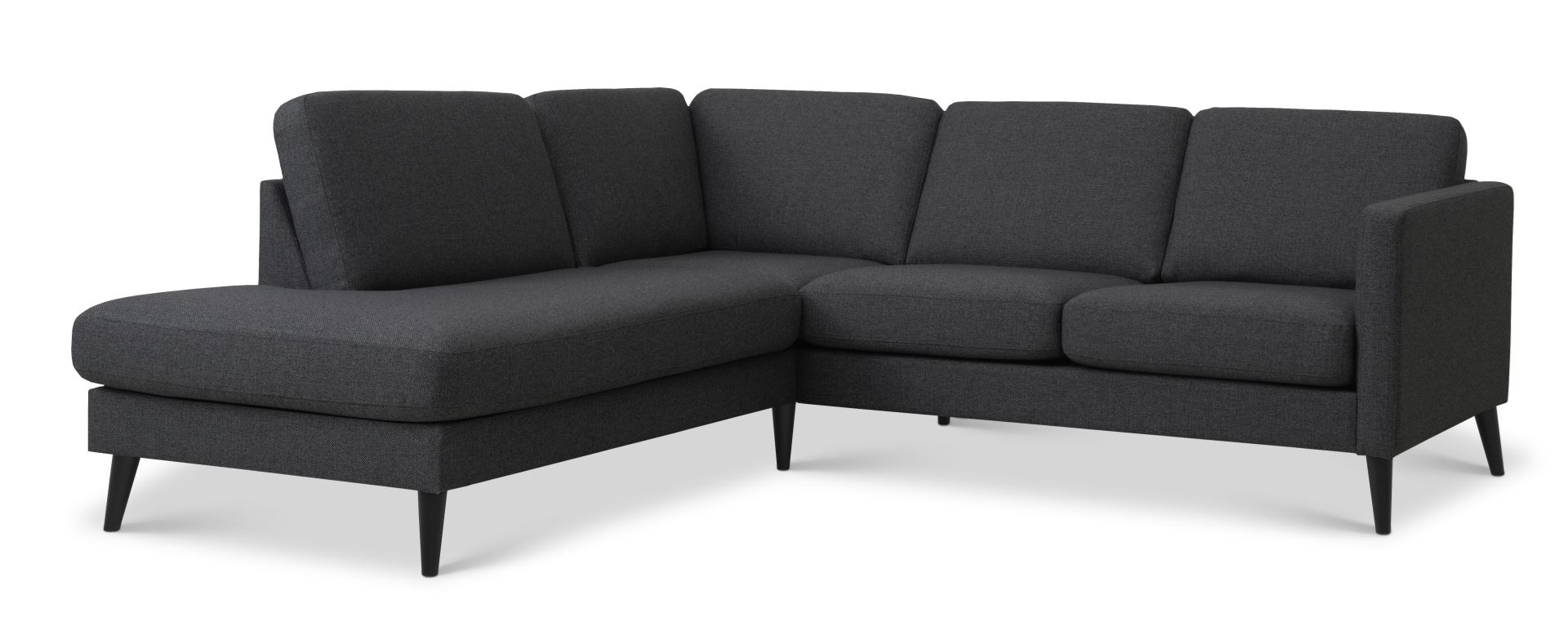 Ask Sæt 52 Lille Oe Sofa     Venstre Chaiselong Antracitgrå Polyester Stof Og Sort Træ