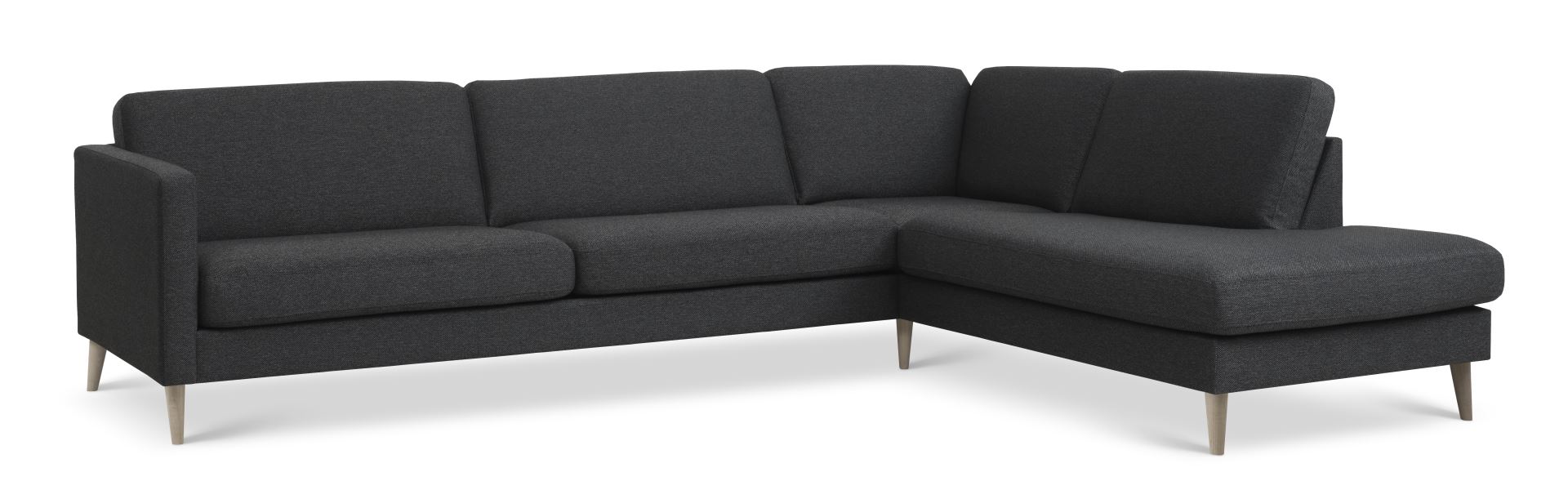 Ask Sæt 61 Stor Oe Sofa     Højre Chaiselong Antracitgrå Polyester Stof Og Natur Træ