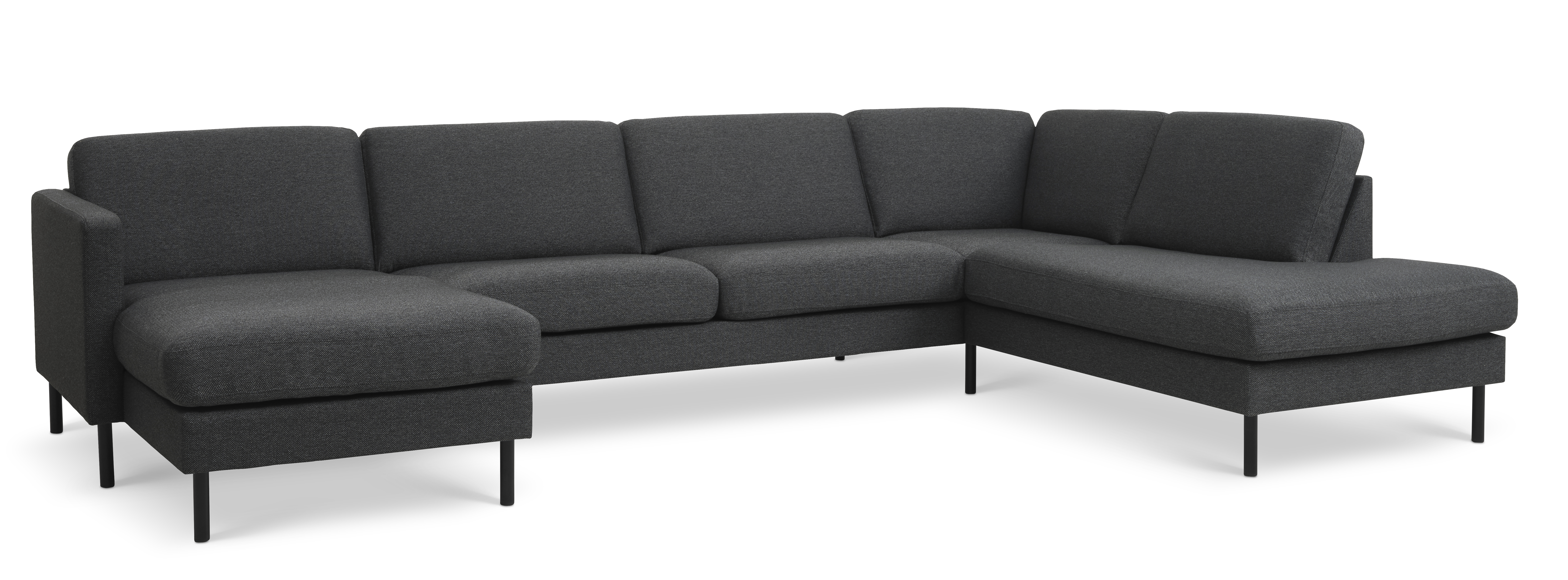 Ask Sæt 55   Oe Sofa     Højre Chaiselong Antracitgrå Polyester Stof Og Sort Metal