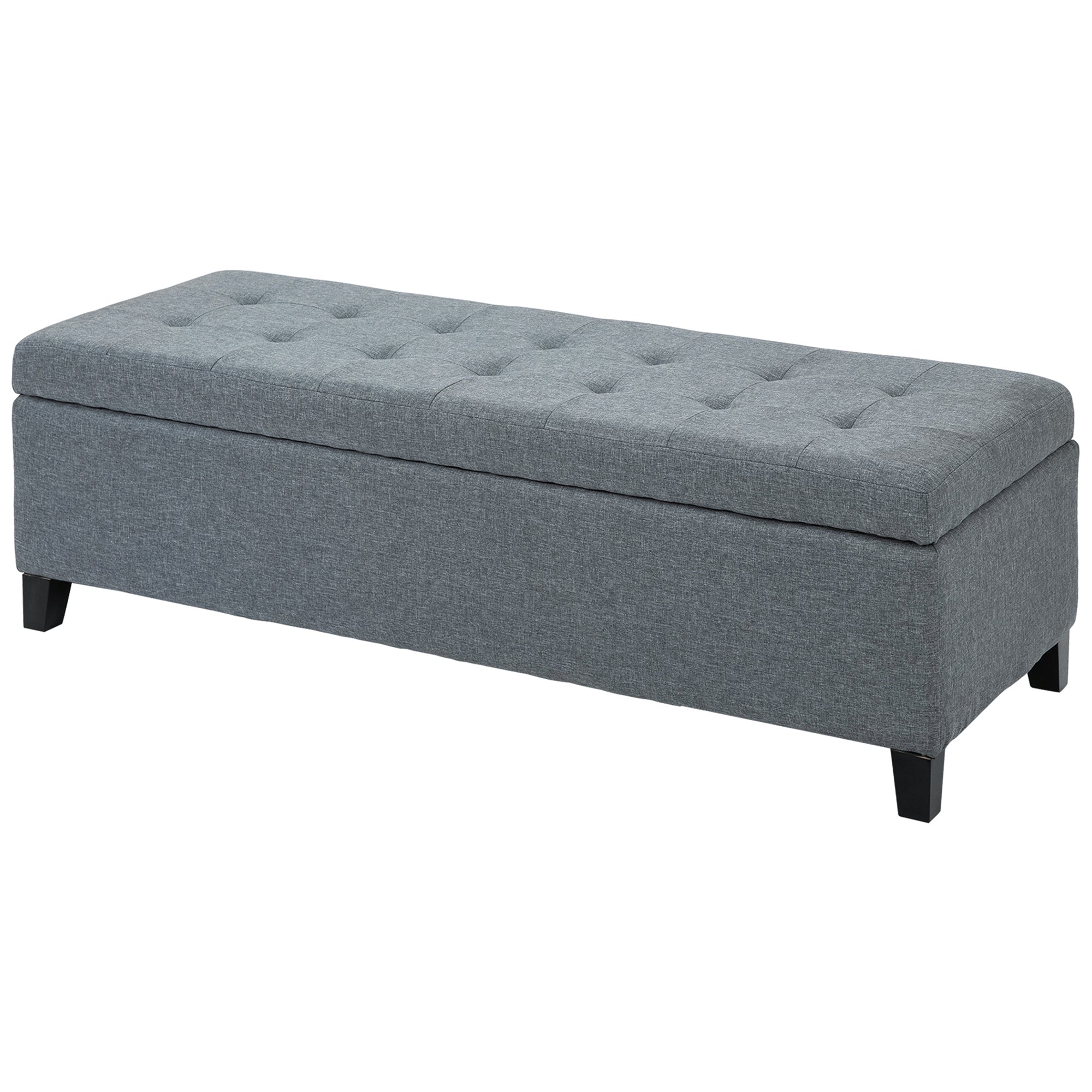 Bænk Med Opbevaring  Fodskammel  Entrébænk  Knapsyninger  125   Cm   48   Cm   41   Cm  Grå