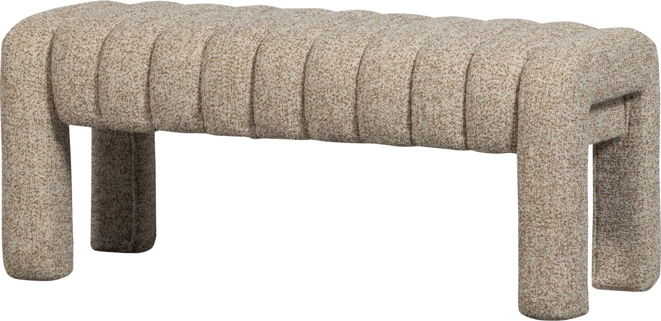 Bænk Woood Collection Polstret Bouclé Brun Fsc-ramme 110x48x43 Cm