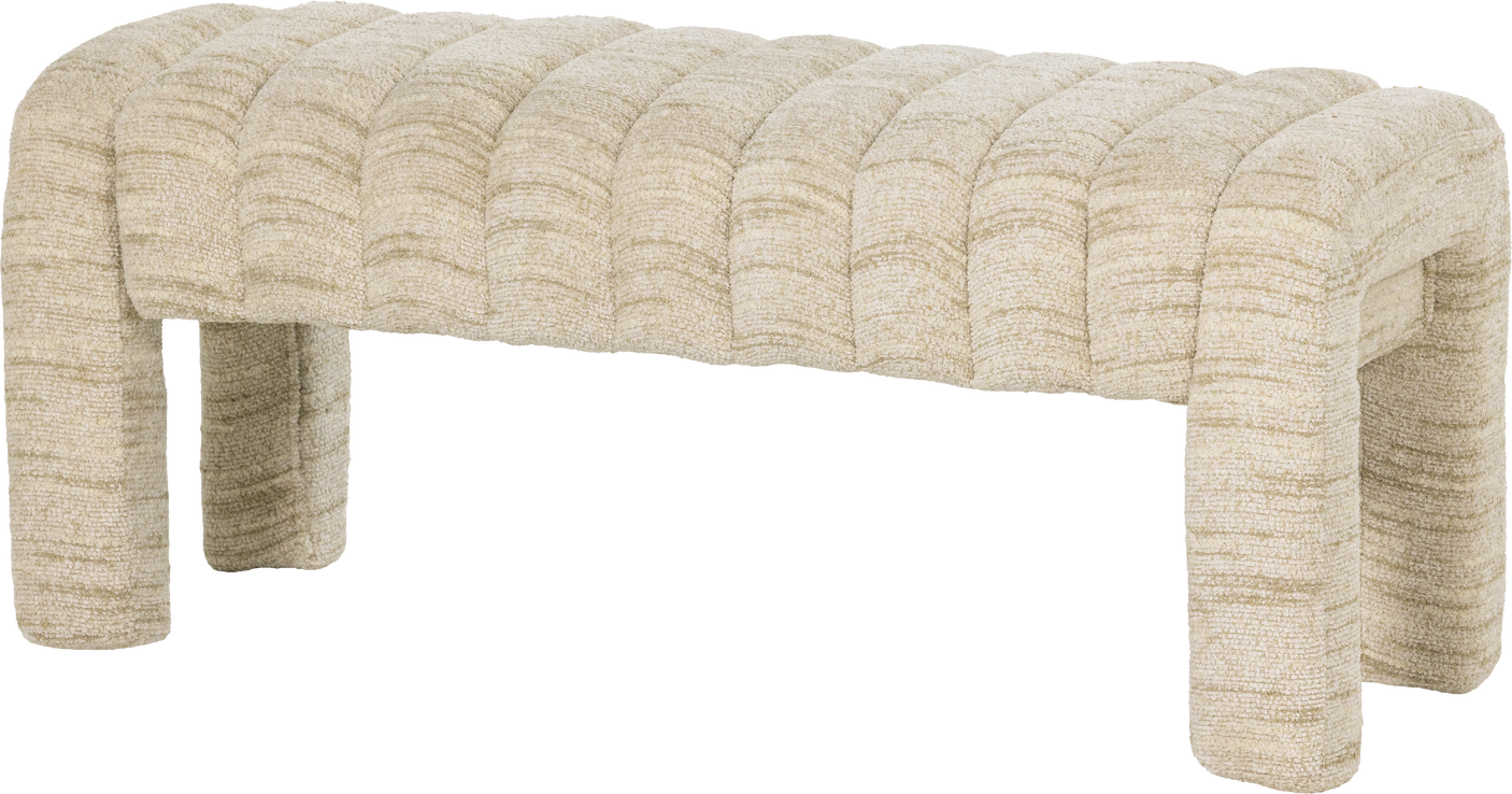 Bænk Woood Collection Polstret Bouclé Naturfarvet Fuldpolstret 110 Cm Fsc