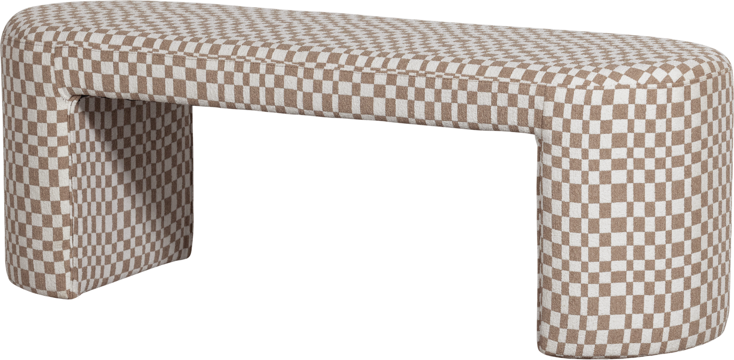 Bænk Woood Collection Polstret Vævet Stof Sand 130 46 Cm