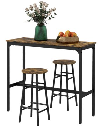Barbord Med   Stole   Industrielt Design Sæt Med   Barstole Med Bord  Industrielt Design    Dele  Brun   Sort