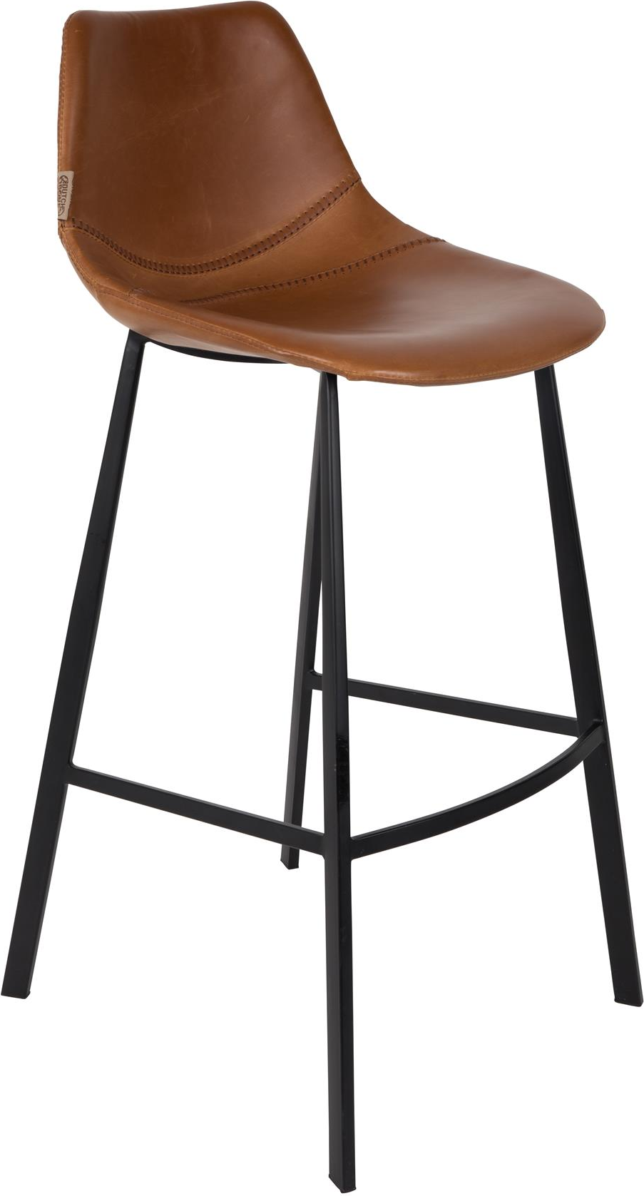Barstol Dutchbone Franky Vintage   Kaffe Pu-læder Med Sort Stålstel H106 Cm