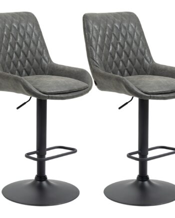 Barstol Køkkenstol Designerstol  Højdejusterbar  Med Fodstøtte  51 Cm   59 Cm   117 Cm  Mørkegrå   Sort