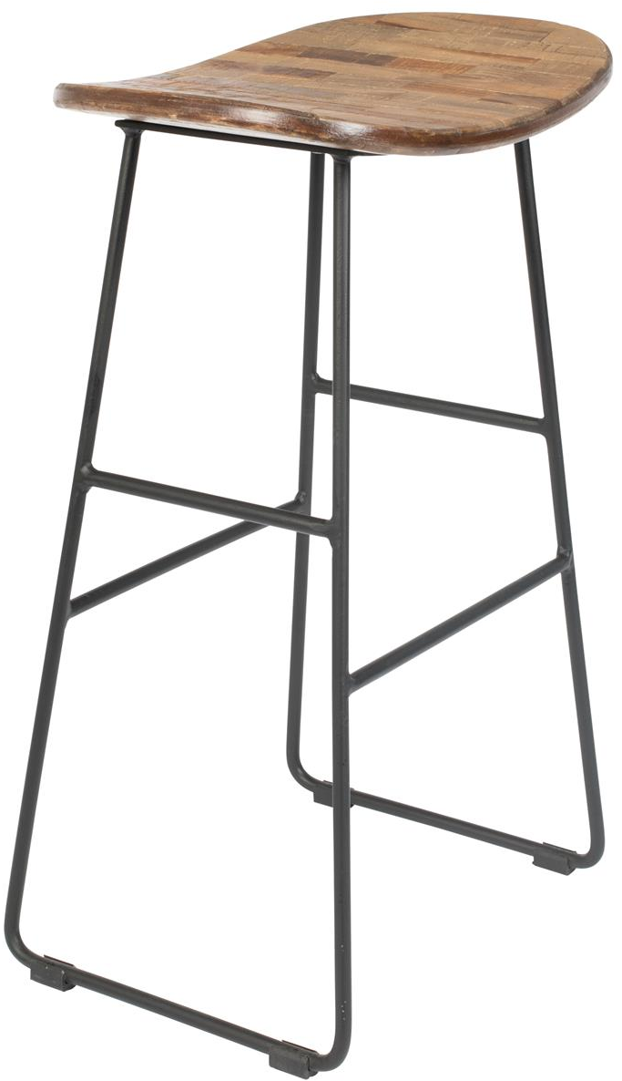 Barstol Tangle Fra Studio White Teak Sæde Stålbund Mørkegrå