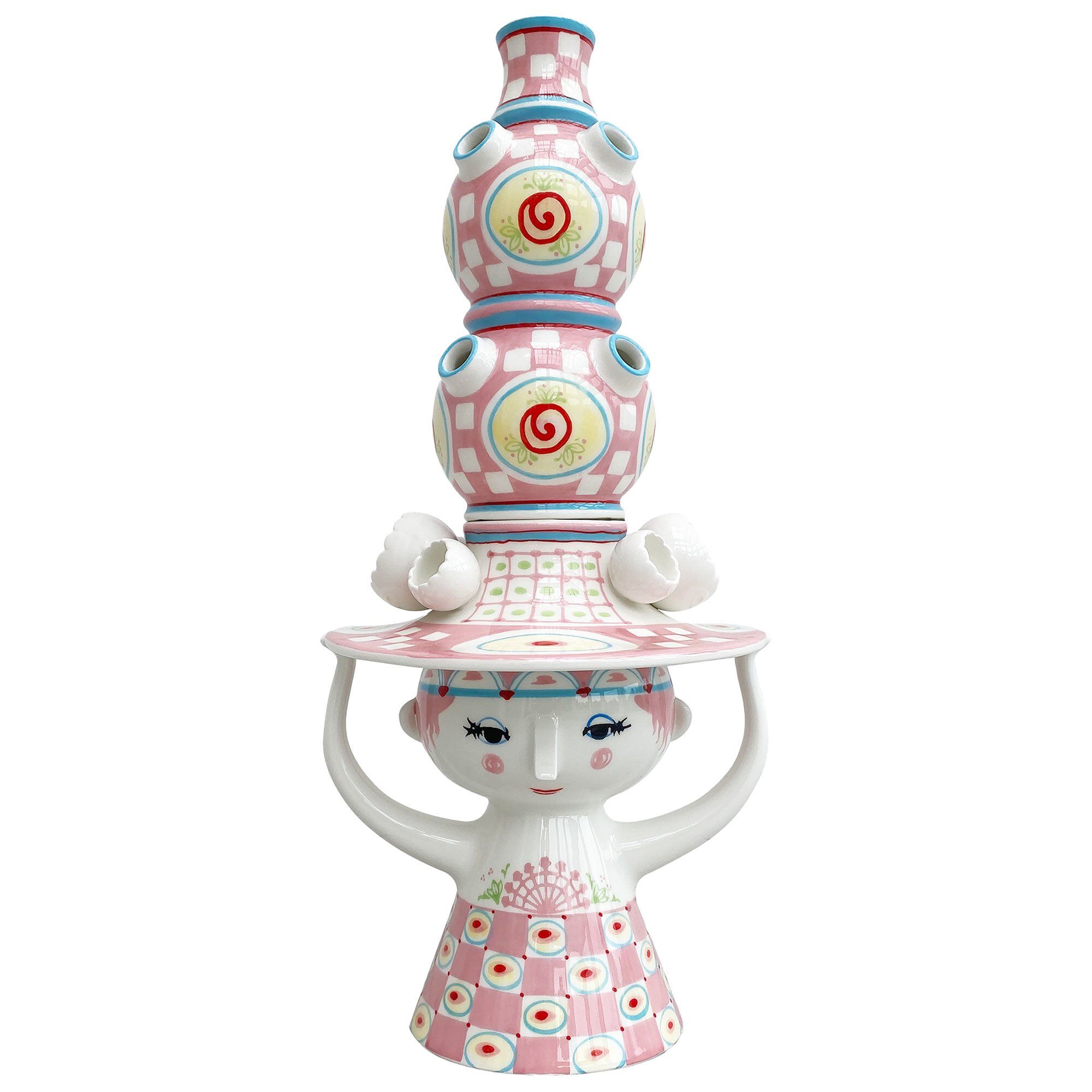 Bjørn Wiinblad Lady With Hat Vase 50 Cm Rosa