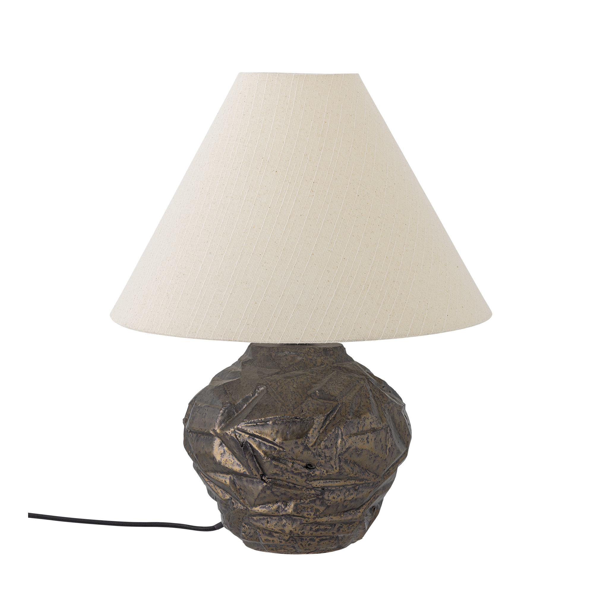 Bloomingville Carolla Bordlampe Beige Stof Og Brun Stentøj