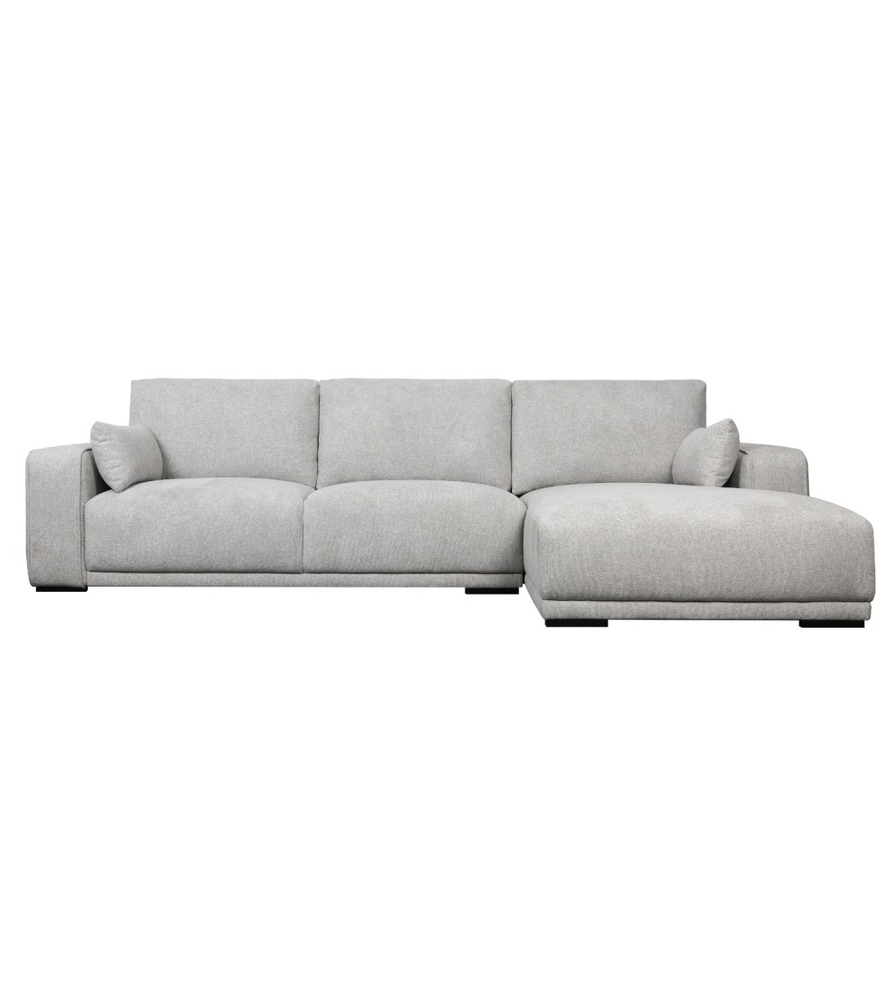 California Sofa     Højre Chaiselong Og   Armpuder Grå Stof Og Sort Metal