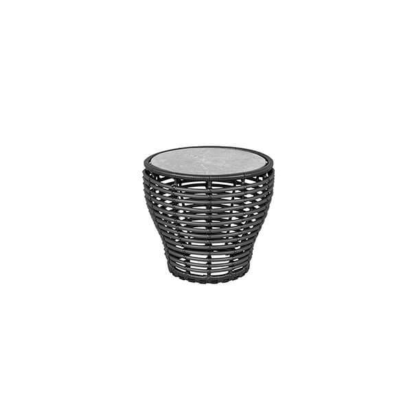 Cane-line Basket Sofabord Lille Stel: Grafit Bordplade: Grå Fossil Grey  Keramisk  : Erling Christensen Møbler