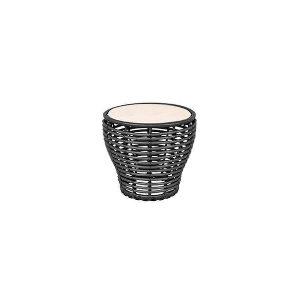 Cane-line Basket Sofabord Lille Stel: Grafit Bordplade: Tevertin Keramisk Plade  Tevertin : Erling Christensen Møbler