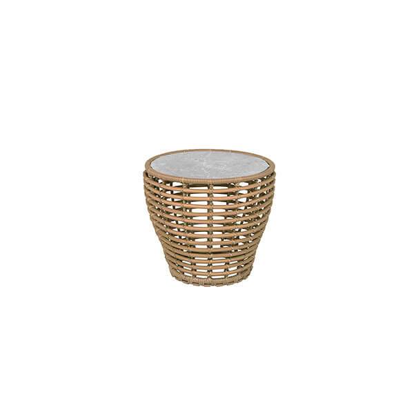 Cane-line Basket Sofabord Lille Stel: Natur Bordplade: Grå Natur : Erling Christensen Møbler