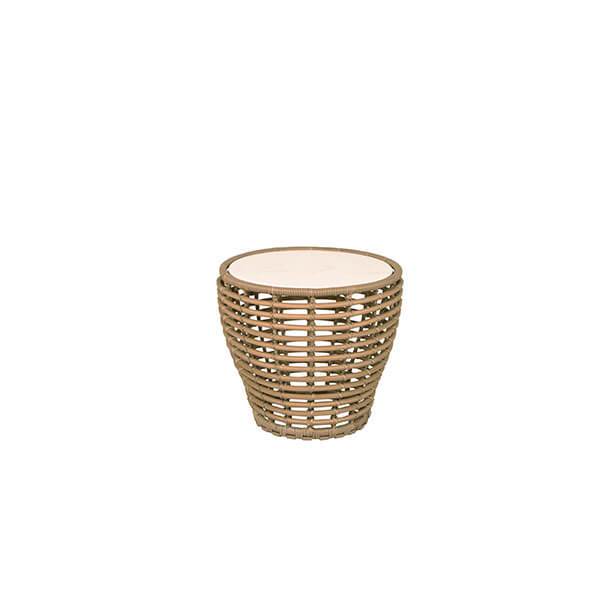 Cane-line Basket Sofabord Lille Stel: Natur Bordplade: Tevertin Natur : Erling Christensen Møbler