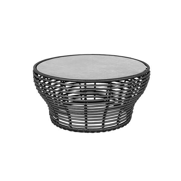 Cane-line Basket Sofabord Stor Stel: Grafit Bordplade: Grå Fossil Grey  Keramisk  : Erling Christensen Møbler