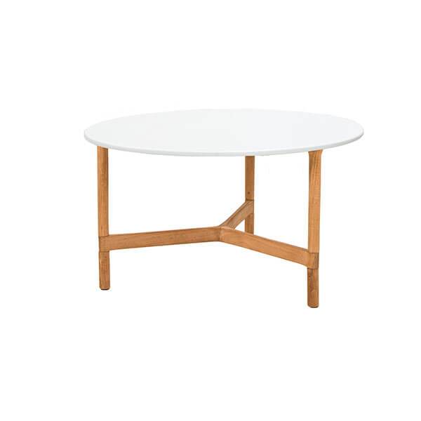 Cane-line Twist Sofabord ø70 Cm Teak Stel Bordplade: Hvid Hi-core Hvid : Erling Christensen Møbler