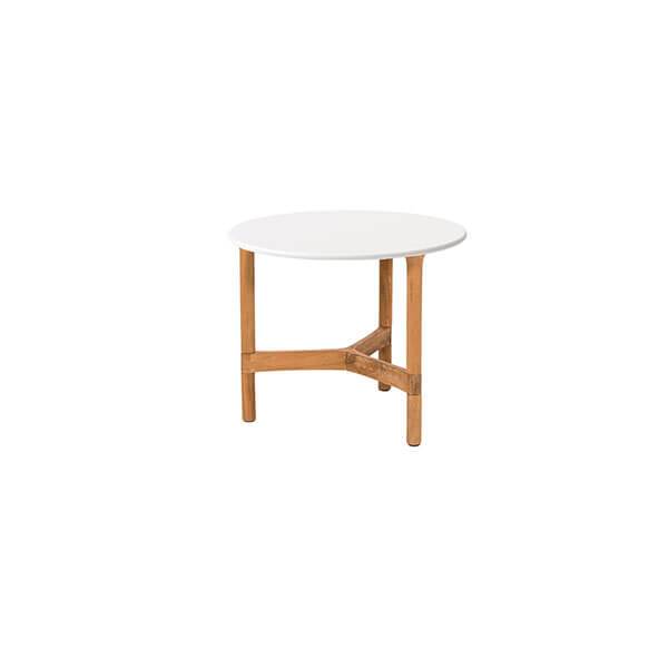 Cane-line Twist Sofabord ø45 Cm Teak Stel Bordplade: Hvid Hi-core Hvid : Erling Christensen Møbler