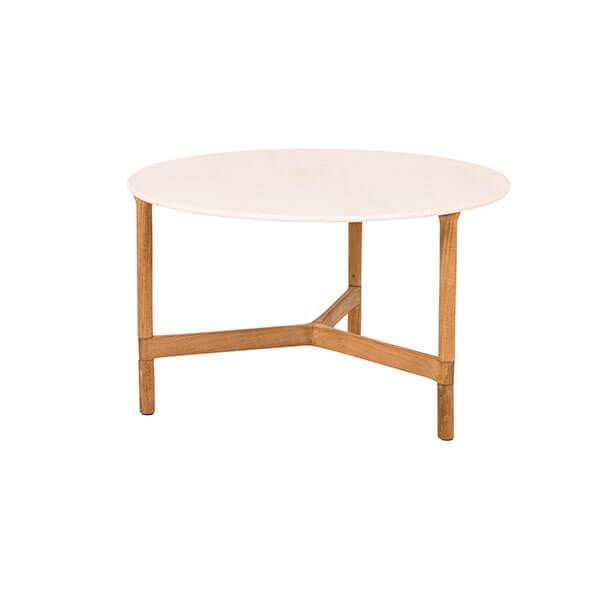 Cane-line Twist Sofabord ø70 Cm Teak Stel Bordplade: Tevertin Keramisk Plade  Tevertin : Erling Christensen Møbler