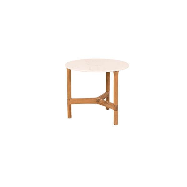 Cane-line Twist Sofabord ø45 Cm Teak Stel Bordplade: Tevertin Keramisk Plade  Tevertin : Erling Christensen Møbler