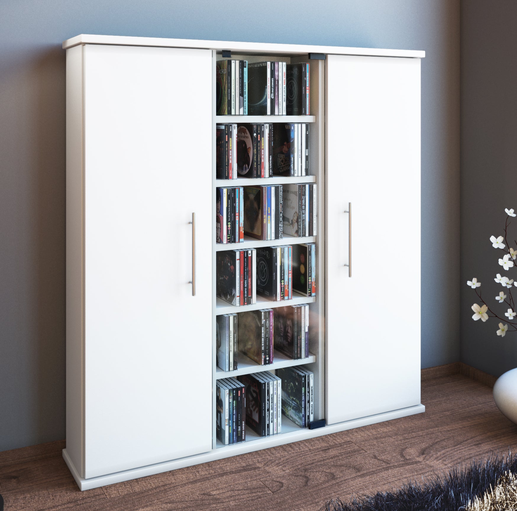 Cd Dvd Reol Til 450 Cd Er Hvid
