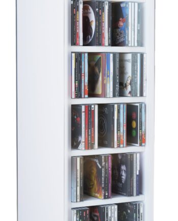 Cd Dvd-tårn Reol Med Hjul Til 150 Cd Er  98   31   35 Cm  Hvid