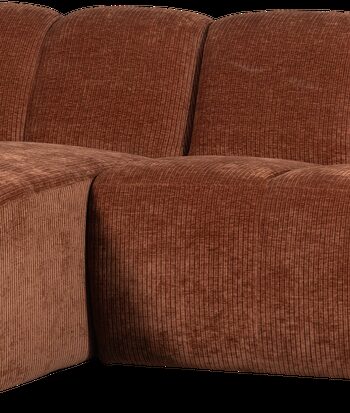 Chaiselongsofa   Loungemodul Woood Mojo  Rustbrun Ribstof    -personers Venstrevendt  Fløjlsagtig Overflade