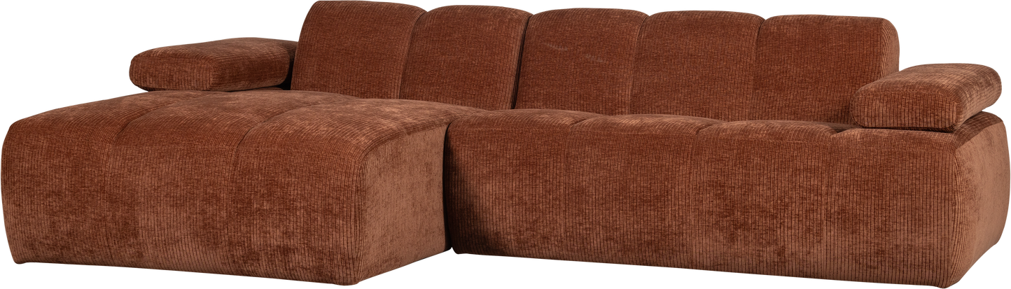 Chaiselongsofa Loungemodul Woood Mojo Rustbrun Ribstof -personers Venstrevendt Fløjlsagtig Overflade