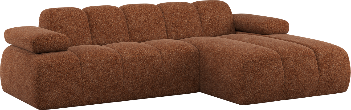 Chaiselongsofa Loungemodul Woood Mojo -personers Højrevendt Rustbrun Chenille Valley Justerbare Armlæn