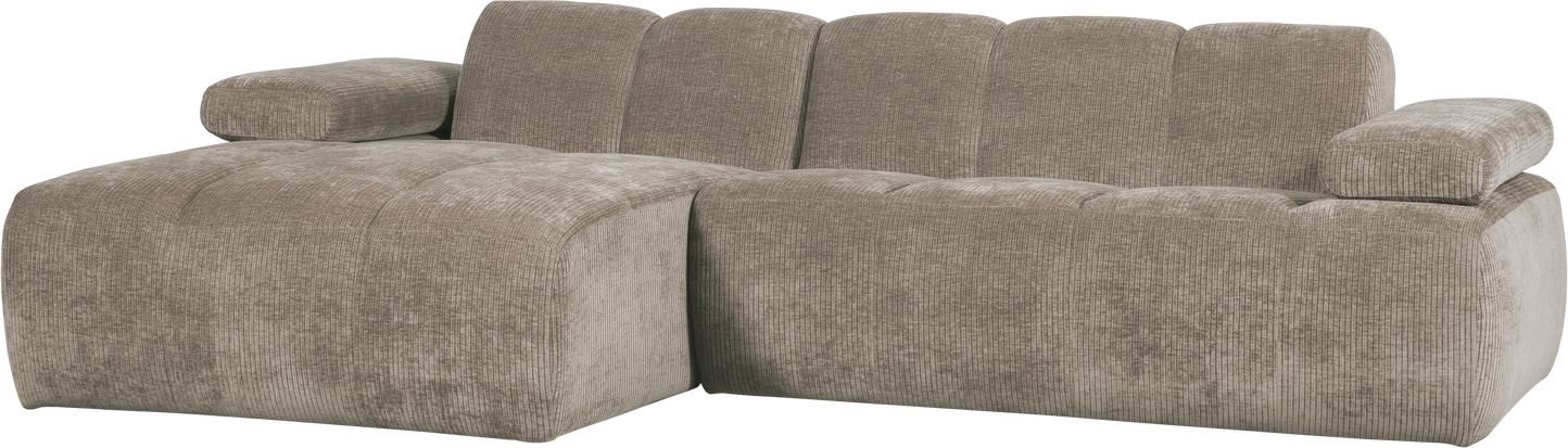 Chaiselongsofa Woood Mojo Venstrevendt 284x160 Cm -personers Ribstof Mørk Sand