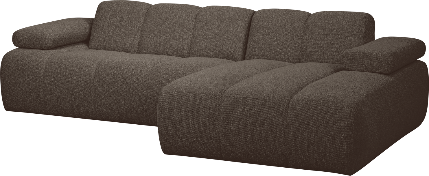 Chaiselongsofa Woood Mojo -pers Højrevendt Loungemodul Bouclé Brun 284x160 Cm Fast Greb Manuelt Justerbare Armlæn